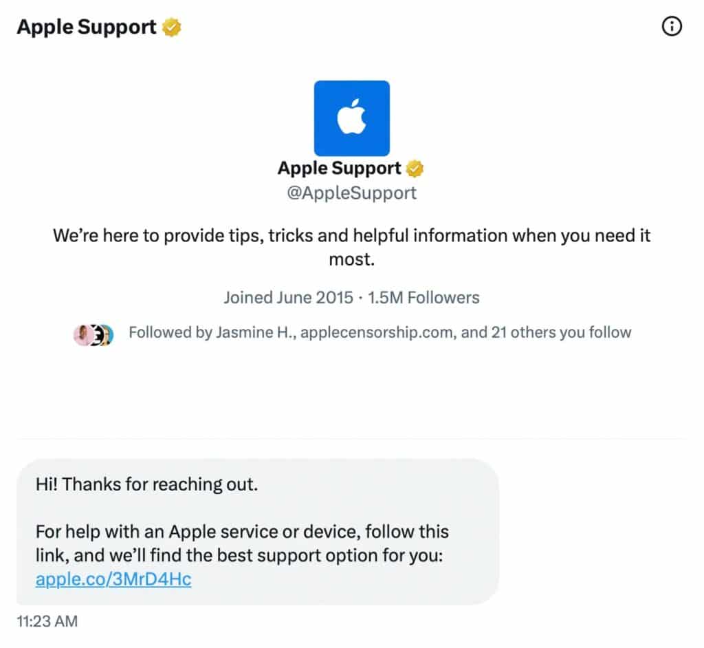 Cambio importante en los servicios de atención al cliente de Apple: X ya no es un canal de soporte 1 soporte de manzana x