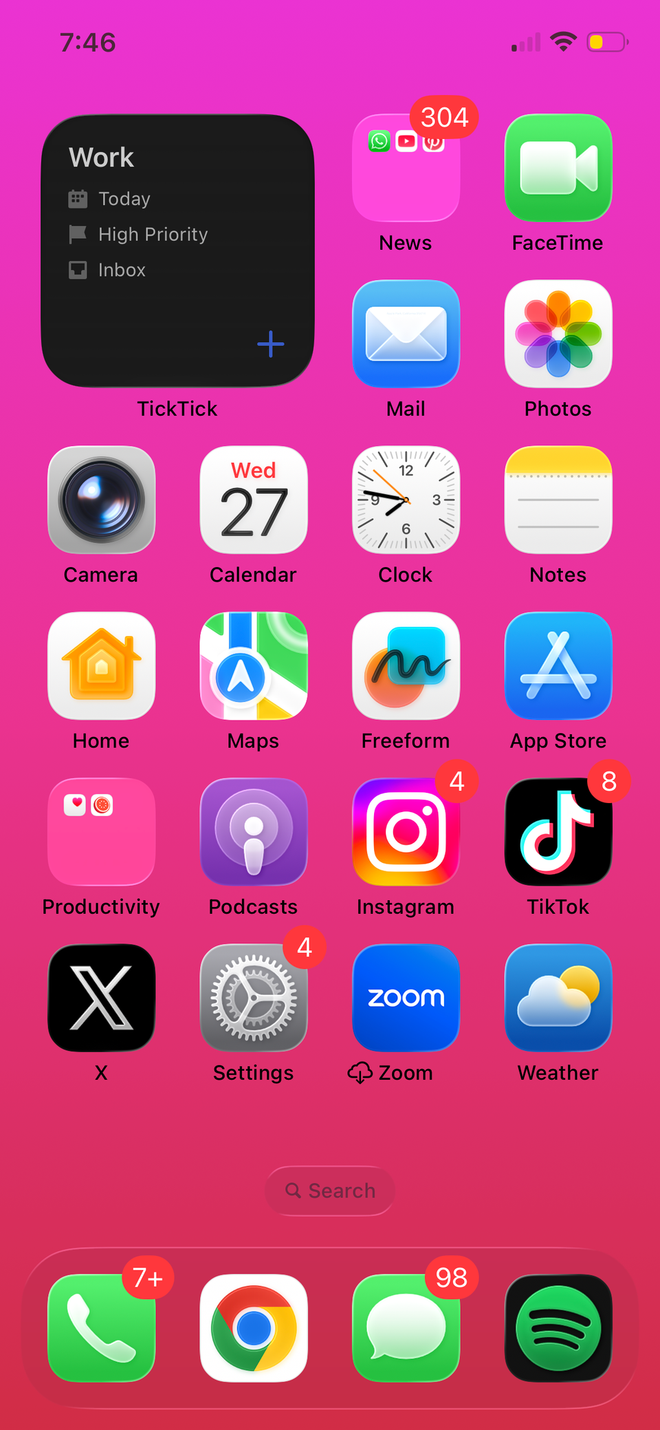 Tareas de seguimiento en el widget interactivo de Ticktick.