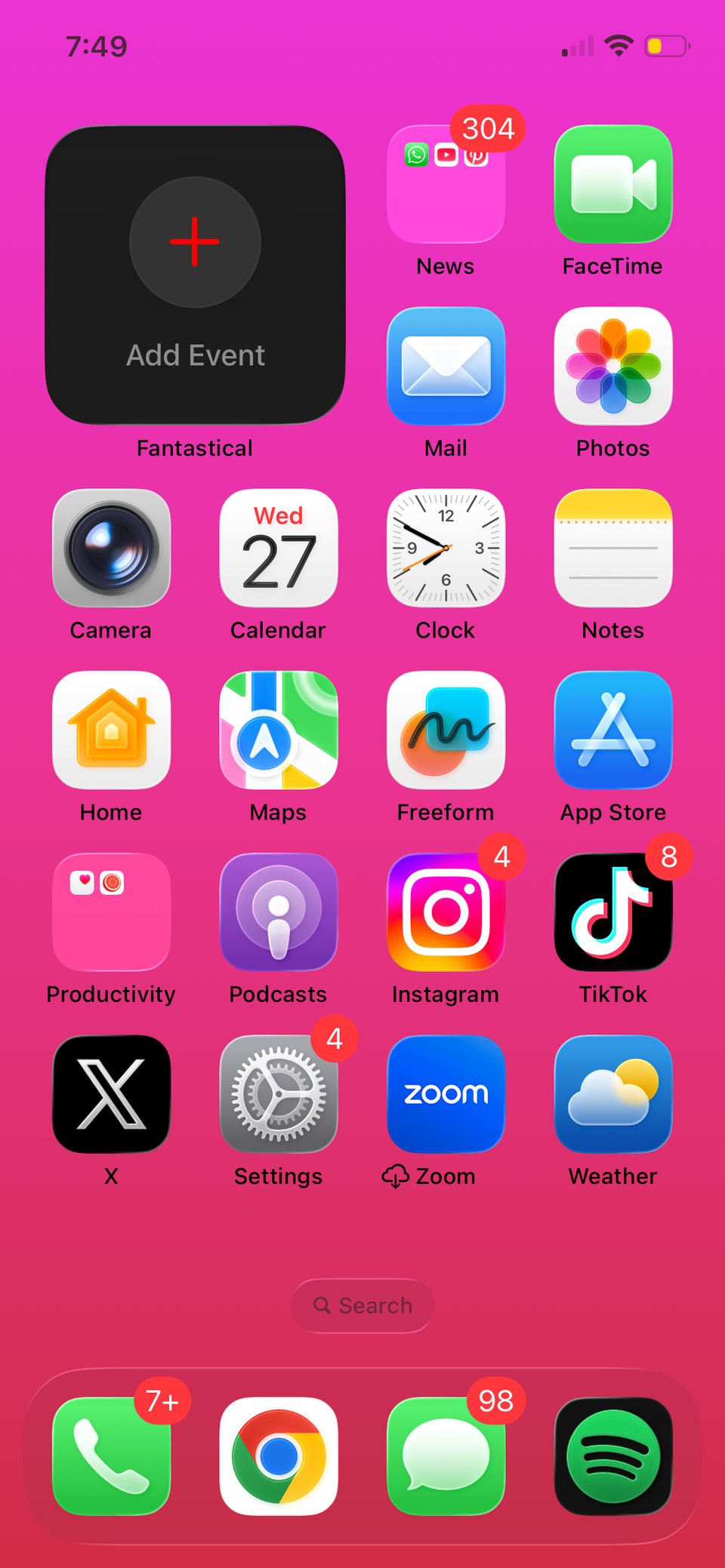 El simple widget de eventos interactivos de Fantastical.