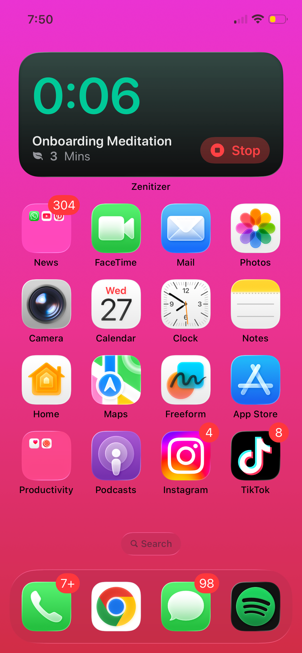 Widget de temporizador de meditación de Zenitizer.