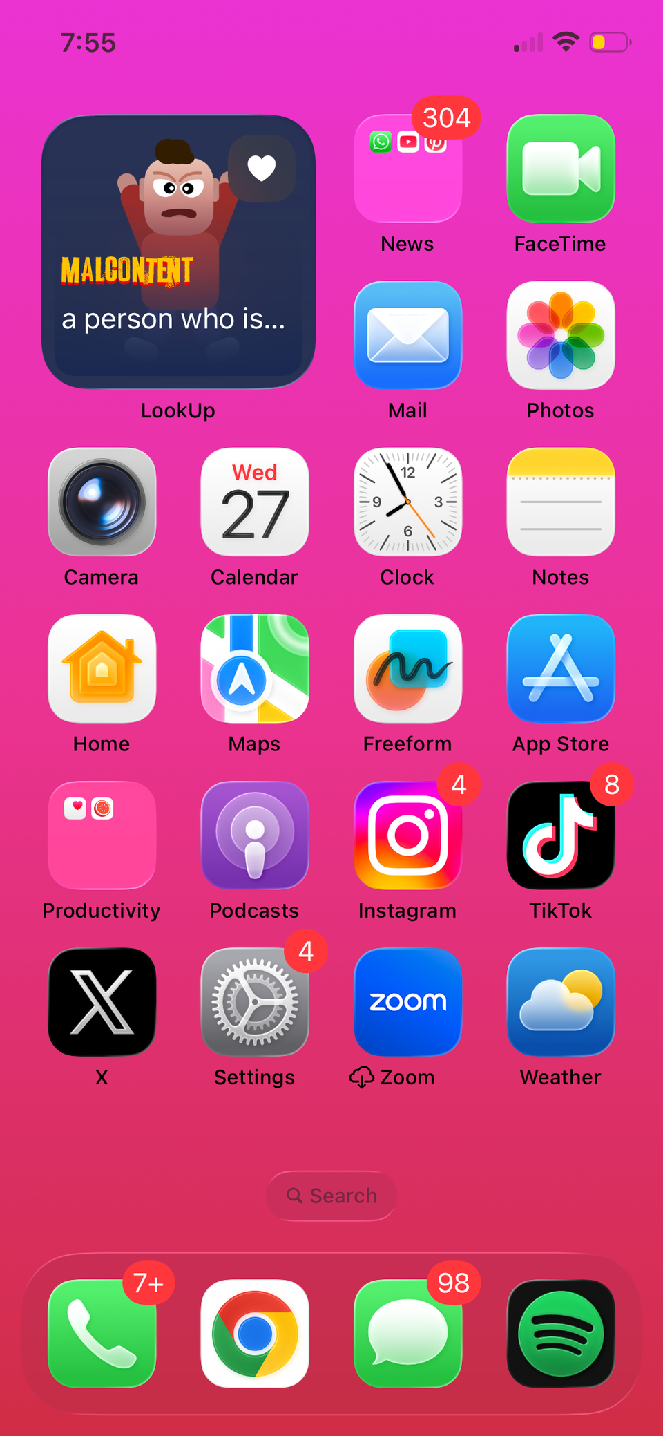 Un widget de la palabra del día de la búsqueda que se puede gustar desde la pantalla de inicio.
