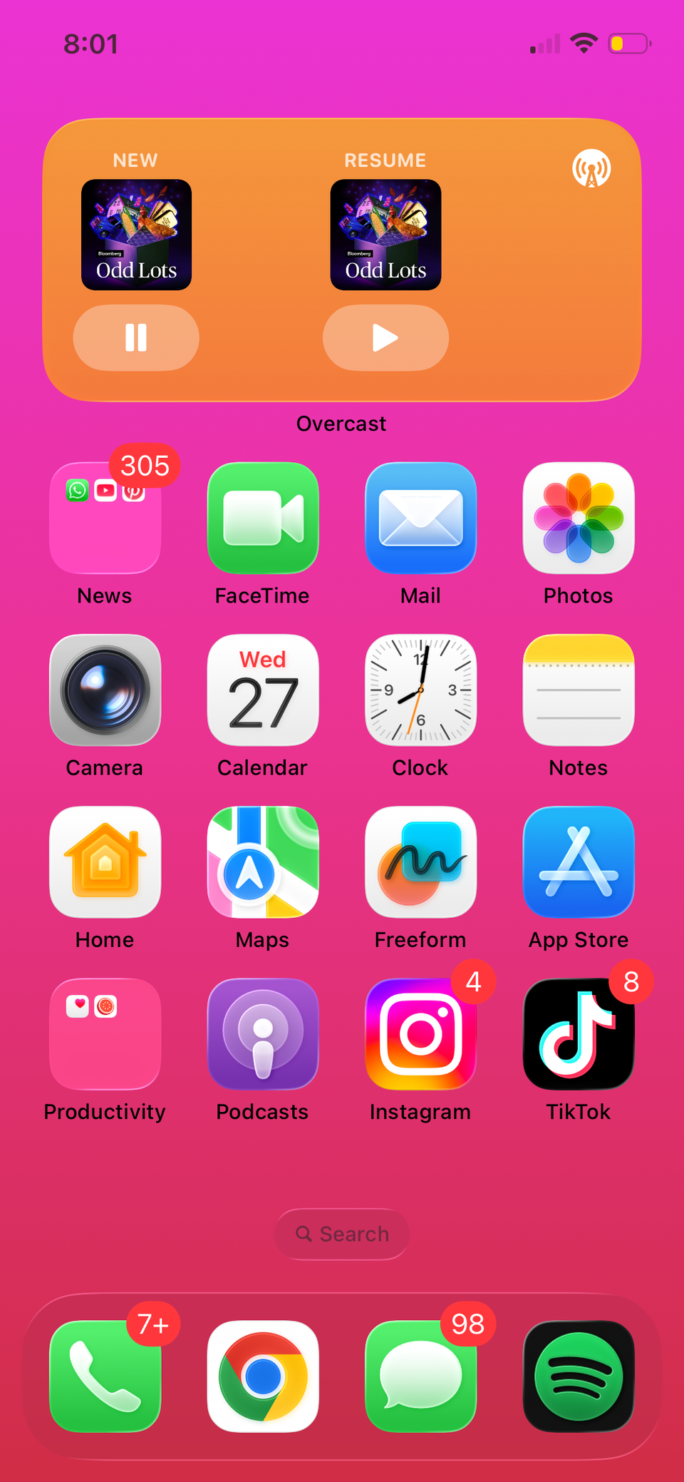 Controlar los controles de reproducción de podcasts en los widgets de Overcast.