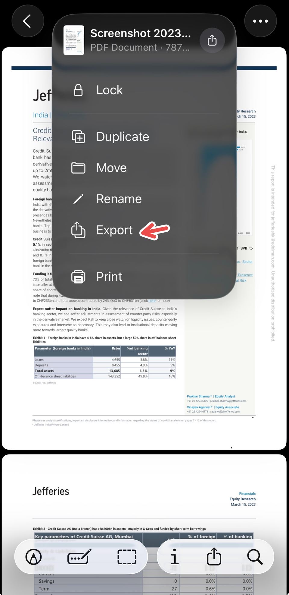 Exportar un archivo en Vista previa para iPhone.