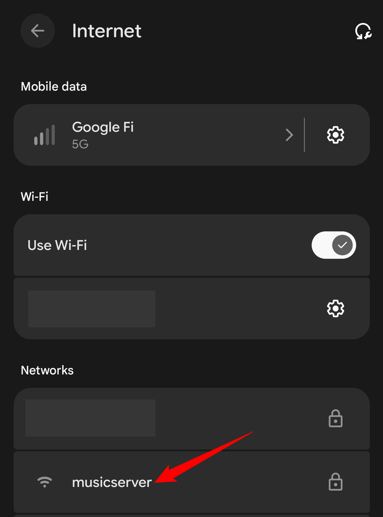 El punto de acceso Wi-Fi del servidor de música.