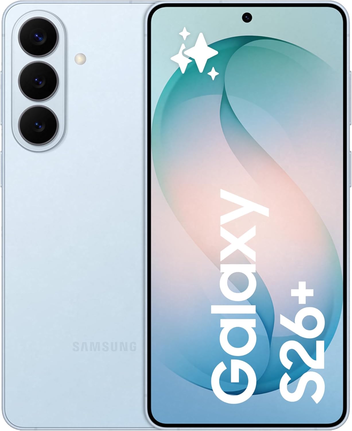 Samsung Galaxy S26Plus Azul Celeste, 256 GB de almacenamiento, teléfono con IA, 12 GB de RAM, AP personalizado, Photo Assist, cámara de 50 MP, batería de 4900 mAh